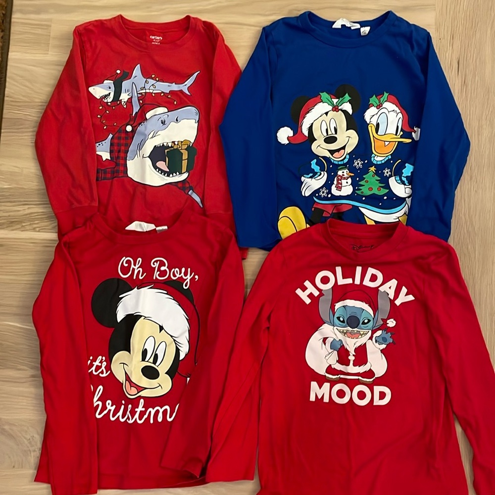 EUC - Lot of 4 Holiday Long Sleeve T-shirts - Size 7